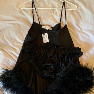 Elegant Black Satin Lingerie Set
